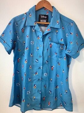 RSVLTS Disney Blue Short-Sleeve Mickey Mouse Button-Up Tee